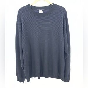 Peruvian Connection Mens Pima Cotton Lightweight Sweater Size L Black Blue Knit